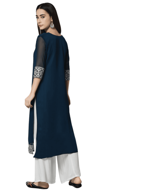 Party Wear 3/4th Sleeve Georgette Straight Kurti, Size: Medium, Wash Care:  Machine wash at Rs 1375 in Mumbai